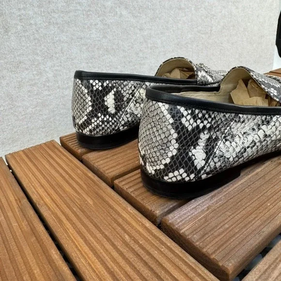 Sam Edelman Womens 10M Loafers Snake Print Chain Detail Slip On Flats Shoes - Picture 4 of 10